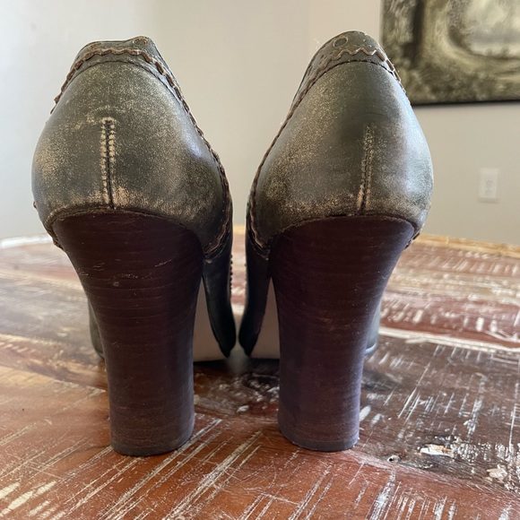 DARK GREEN VINTAGE LEATHER SEYCHELLES HEELS SIZE 8 - Picture 7 of 7